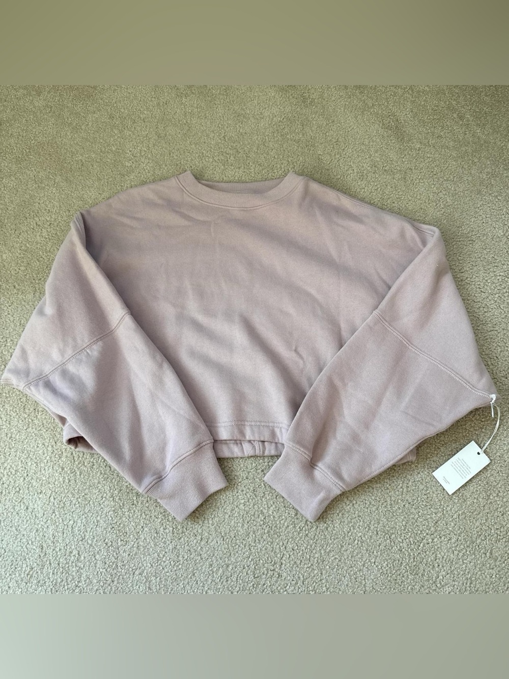 Abercrombie and Fitch Cropped Crewneck Sweatshirt in Dusty Mauve